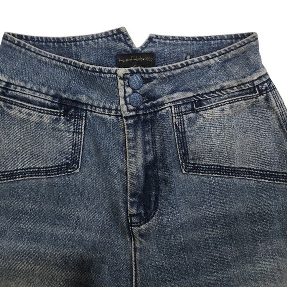 House of Harlow 1960 Women 26 Blue Wide Leg High Rise Denim Jeans Hippie Retro - Picture 5 of 14